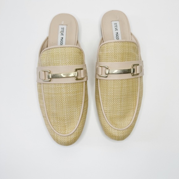 Steve Madden Caleb Mules Horsebit Rafia Natural Tan 10 - Picture 5 of 6